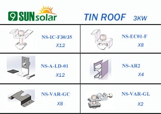 3KW Tin Roof Mounting System